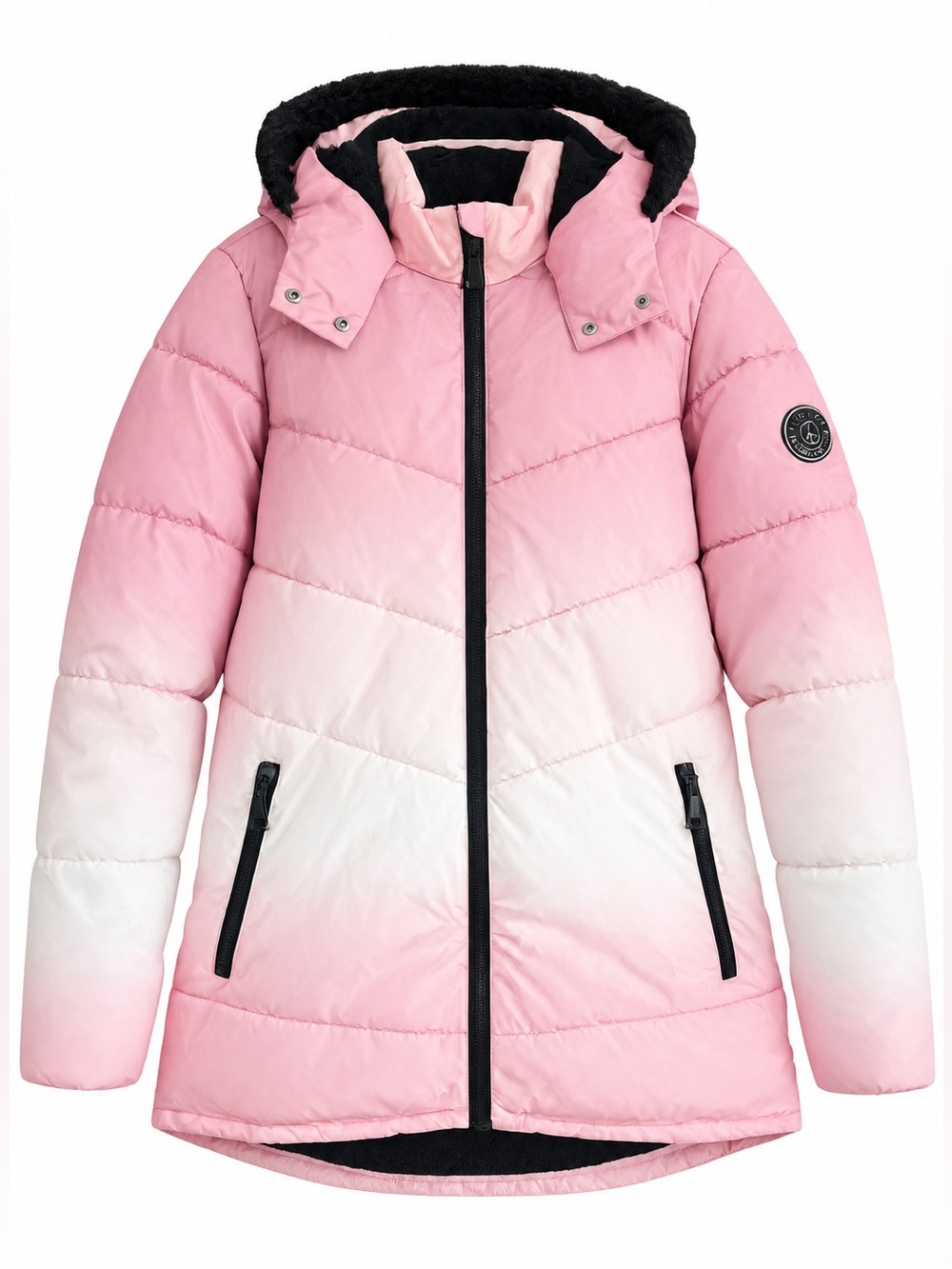 Justice Pink Ombre Hooded Puffer Winter Coat – Girls Size Large 12/14 GUC
